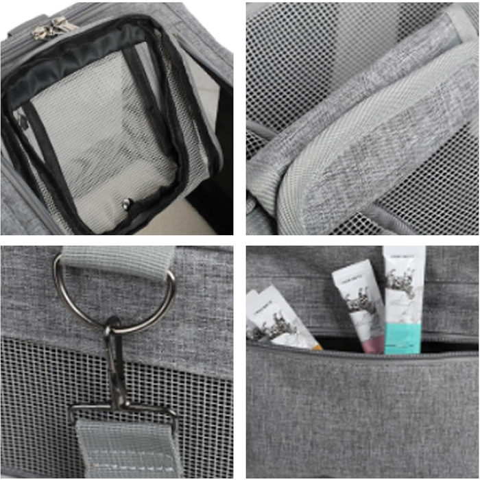 Транспортна переноска для тварин: регульована переноска для собак | складаний вольєр для собак | дихаючий дорожній вольєр з сіткою, прозорий (сірий)