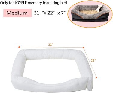 Ортопедичне ліжко для собак JOYELF з Memory Foam, з валиком для шиї та подушкою - розмір XL (80x56 см)