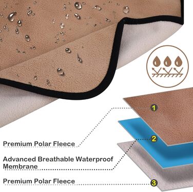 Водонепроникний коврик для собак PETTOM 152x127 см, м'який коврик для великих та маленьких собак, захисний коврик для дивана, ліжка, автокрісла, меблів - прання до 30°C (L, пісочний)