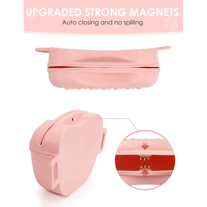 Сумка для ласощів для собак Gobeigo з клікером для дресирування, магнітною застібкою, рожевого кольору