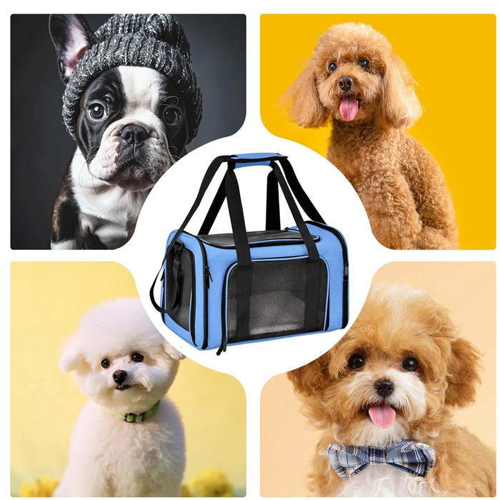 Транспортна переноска для тварин, сумка-переноска, переноска для собак, портативна, багатофункціональна, м'яка, складана, стабільна, безпечна, блакитна