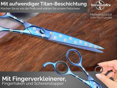 Професійна ножиця для грумінгу собак, титанове покриття, мікрозубчики, 21,5 см