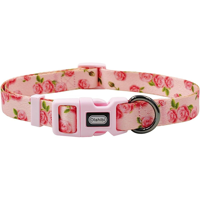 Нашийник та поводок для собак Olahibi Kombi-et, леопардовий принт, поліестер, 150 см, повід, для маленьких собак (колір коричневий леопард), набір (рожевий)