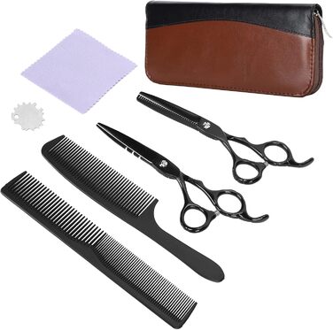 Набір професійних ножиць для грумінгу собак та котів: ножиці для розрідження та прямі, гребінець