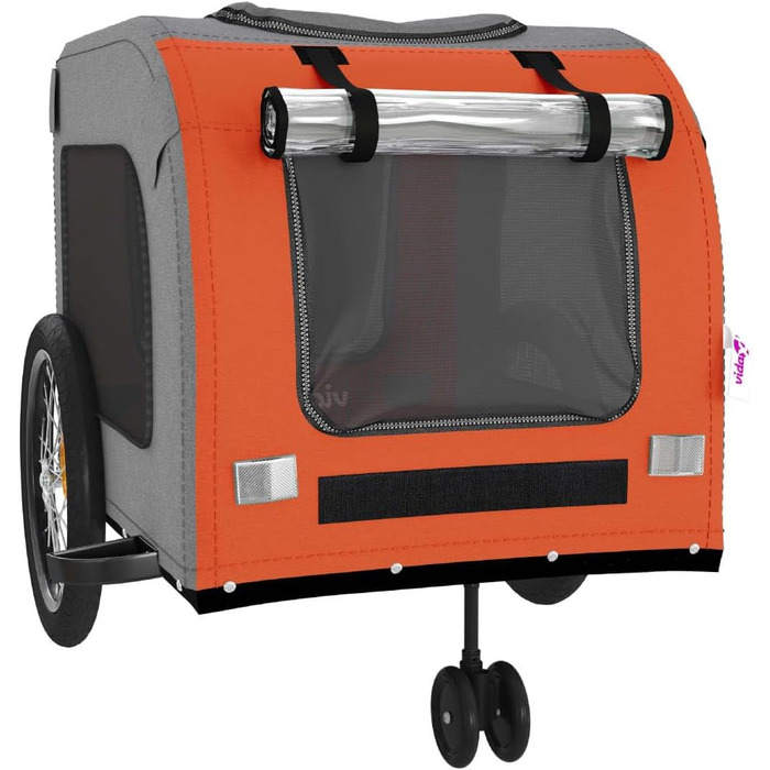 Причіп для велосипеда з собаками, помаранчевий та сірий, Oxford-тканина та метал, для собак та котів LH85839