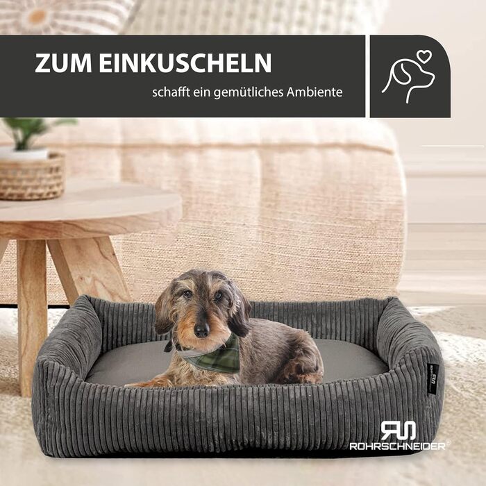 Крісло-ліжко для собак Rohrschneider, сіре, для маленьких та середніх собак, 70x50 см, з подушкою, включає пакети для вигулу