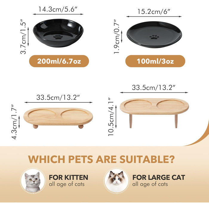 Набір мисок для котів Havniva з кераміки, 14 см, 3 шт. (білі) - миски для корму та води, запобігають втомі вусів