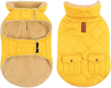 Зимовий теплий одяг для собак CITE TOILE - куртка з флісу для собак, з отвором для шлейки, жовта (M)