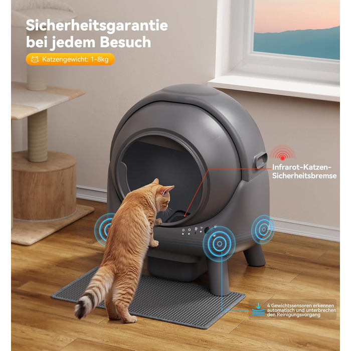 Автоматичний лоток для котів Katzenklo FEELNEEDY 65L з APP-керуванням, сенсорами безпеки та контролем запаху