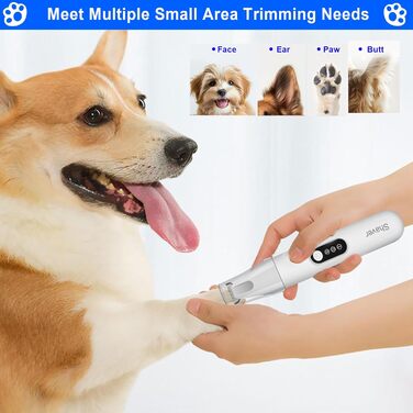 Триммер для собак з LED-підсвічуванням - набір для догляду за шерстю без шуму, з широкою 18 мм насадкою, бездротовий, для стрижки лап, очей, вух та мордочки