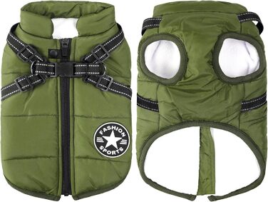 Зимова куртка для собак Aiboria: вітронепроникна, водонепроникна, 2-в-1, тепла, зелена, для цуценят та малих порід