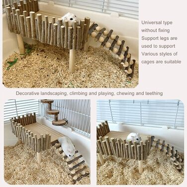 Платформа для хом'яків HERCHR: дерев'яна ігрова площадка, міст, іграшка для гризунів з огорожею. Підходить для тушканчиків та золотих ведмедиків