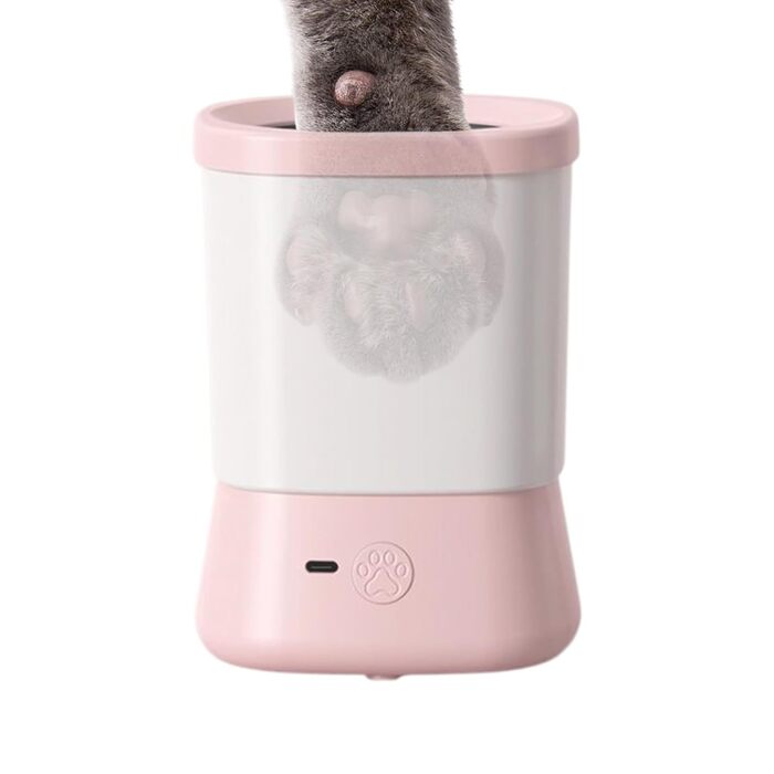 Очисник лап для собак | Мийка лап для собак, розбризкувач, щиток, 2 швидкості, аксесуар для догляду, інструмент для чищення, рожевий