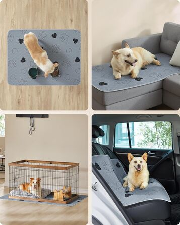 Підстилка для собак Feandrea, 2 шт. в наборі, XL (122 x 91 см), сіра, водонепроникна, супер поглинаюча, не слизька, для цуценят та собак