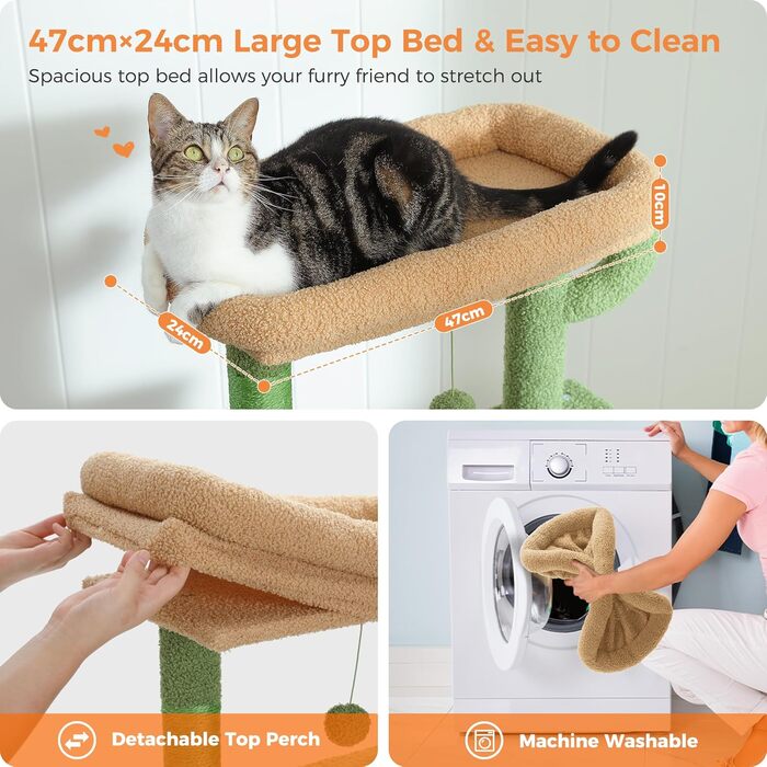 Драбина для котів PETEPELA 143 см з подушкою, когтеточкою та будиночком для котів - велика, зелена