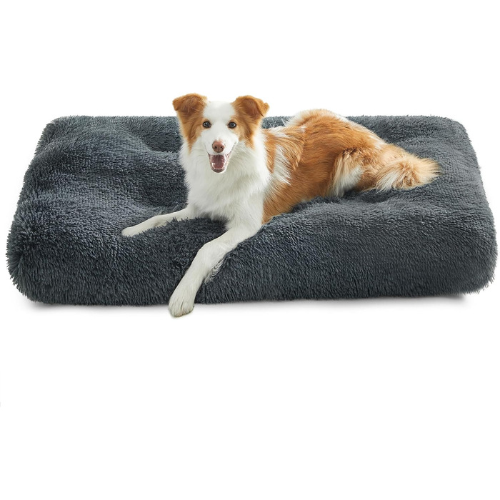 Ліжко для собак Feandrea, м'який килимок, довгий плюш, 122 x 74 см, м'яка підкладка, можна прати, багатофункціональне, PGW204K01 (L 110 x B 73 x H 10 см, темно-сірий)