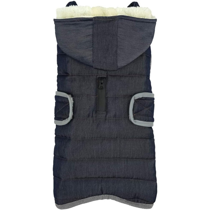 Теплий зимовий одяг для собак - тепла куртка в клітинку для собак, одяг для собак, жилет з капюшоном, знімний для маленьких, середніх та великих собак (2XL: Обхват грудей (68-85 см), Джинсовий блакитний)