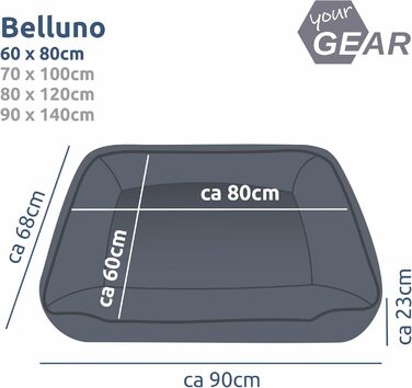 Ортопедичне ліжко для собак Gear Belluno 60x80 см, кошик для собак, Oeko-TEX, миється, без запаху та гігієнічне