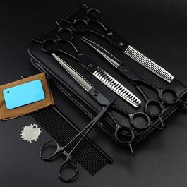Професійна фризьорська ножиця для тварин зі чорного нержавіючого сталі, ножиці для грумінгу собак та котів, ножиці для розрідження шерсті, гострі леза