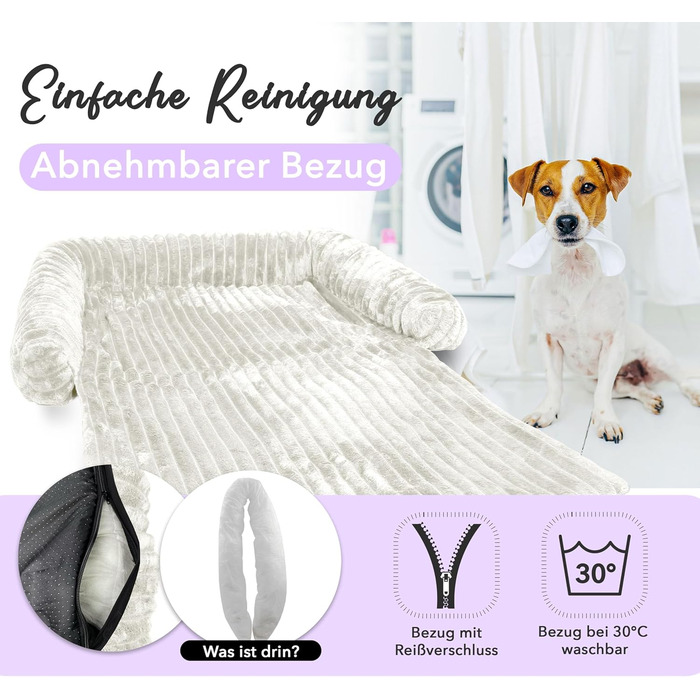 Захисний лежак для собак на диван, плюшевий коврик для собак, захисний чохол для дивана, водовідштовхувальний, можна прати, знімний чохол, колір: (слонова кістка, M - 102x85x12 см)