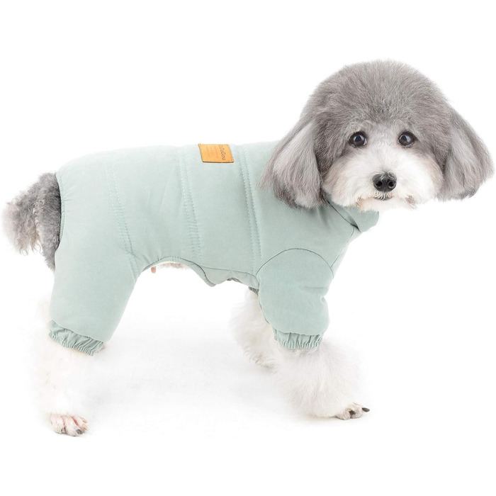 Зунеа Теплий зимовий костюм для собак - теплий пуховик з флісу для маленьких собак, цуценят, дівчаток та хлопчиків (L, зелений)