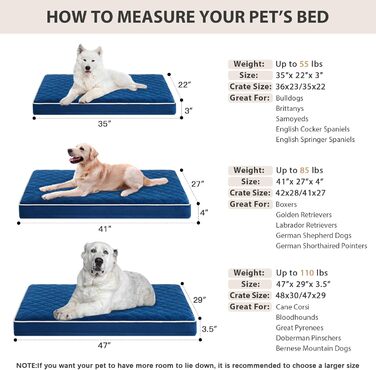 Ортопедичне собаче ліжко WNPETHOME XL, велике, вологостійке, знімний, пральний чохол, протиковзна підкладка, блакитне, 104 x 69 x 10 см