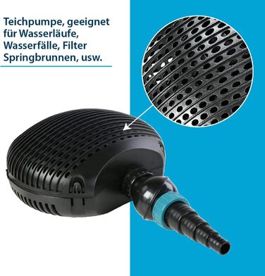AquaForte EC 8000 фільтр-насос для ставка, 50 Вт, 8000 л/год, 4 м, кабель 10 м, для водоспадів, струмків, фонтанів