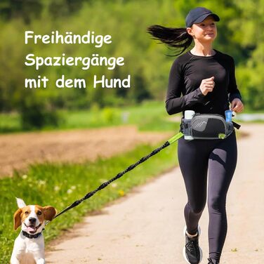 Сумка для собак на пояс з кишенею для ласощів та 2 тримачами для пляшок води, легка сумка для годування собак з дозатором для фекалій, поясна/стегнова сумка регульована, 2-в-1 для прогулянок, тренувань, походів, чорна