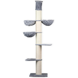 Когтеточка для великих котів RHRQuality Maine Coon Tower Plus, до 295 см, товсті стовпи 20 см, світло-сіра