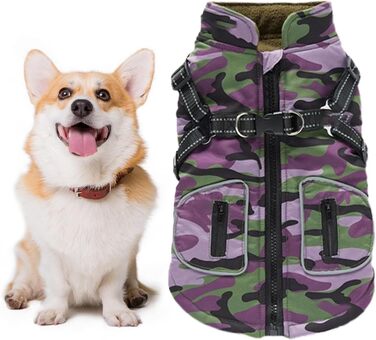 Зимова куртка для собак з інтегрованим шлейкою, світловідбиваючими смугами, розмір XXL (XL)