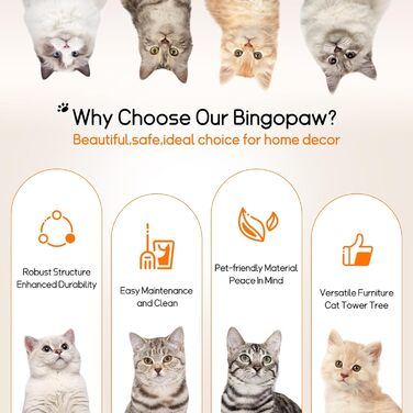 Кігтеточка BingoPaw Modern для котів: дерев'яна кігтеточка 111 см з 2 кошиками з лози, сизалевим стовпом, платформою та плюшевим м'ячиком. Велика кігтеточка-вежа для кількох котів.