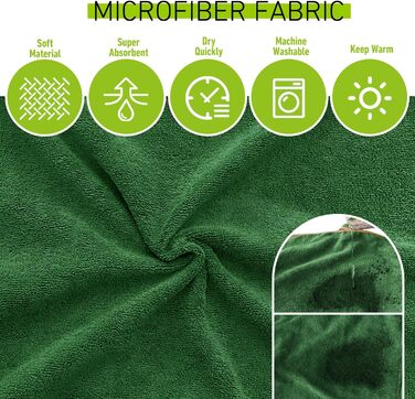 Рушник для собак, халат з мікрофібри, швидковисихаючий, надзвичайно поглинаючий, регульований комір, поясний ремінь, XXX-Large, зелений