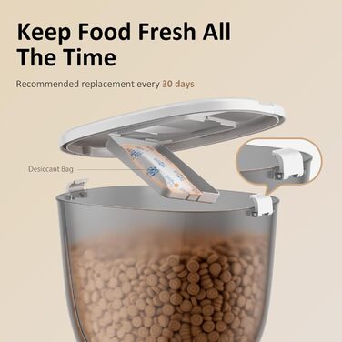 Автомат годування котів 5L, інтелектуальний дозатор корму для котів та собак, програмований, білий