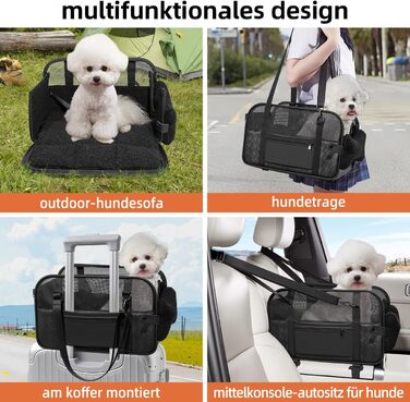 Транспортна сумка для собак та котів: переноска для тварин до 6 кг, з підстилкою та сталевим каркасом, чорна