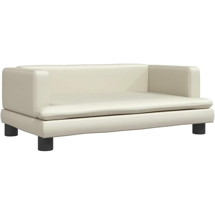 Крісло-ліжко для собак, м'яке лежанка для тварин, диванчик для маленьких собак та котів, штучна шкіра, 80 x 45 x 30 см, кремовий колір