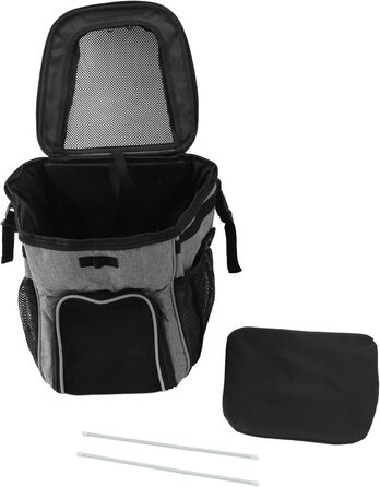 Корзина для собак на велосипед, рюкзак для домашніх тварин та автокрісло для цуценят. Підходить для піших прогулянок, велопоїздок, кемпінгу. М'яка, розширювана, складана, для ролерів, електровелосипедів, велотримачів. Також підходить для котів. Колір: сір