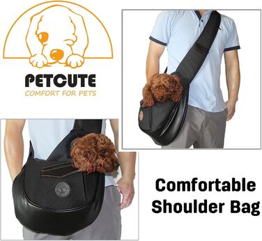 PETCUTE Сумка-переноска для собак, для маленьких собак, переноска для цуценят, дихаюча сітка, транспортна сумка, 9 кг (Чорний)