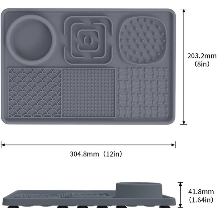 Килимок для собак та цуценят Leckmatten з присосками для повільного годування, купання та тренувань, зняття тривоги (сірий, рожевий)