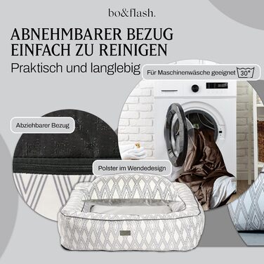 Зручне собаче ліжко bo&flash Boise 'Roy' - диван для собак маленьких та великих порід, з дизайном, що можна прати, з антиковзким покриттям, для захисту суглобів (M, Ruby)