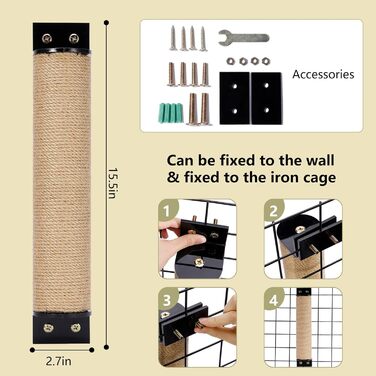 Кігтеточка для котів на стіну з сизалю - міцна кігтеточка-стовпчик для котів