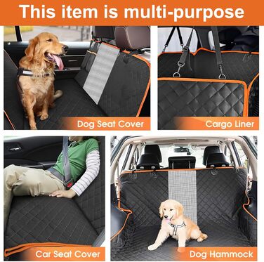 Накладка на заднє сидіння автомобіля для собак, 147 см, водонепроникна, з віконцем, 600D Oxford, захист для заднього сидіння, підходить для SUV та універсалів