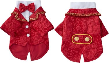 Елегантний костюм для собак - смокінг для маленьких та середніх собак, коричневий, з краваткою, для вечірок, свят, днів народжень, розмір L (довжина спини 34 см)