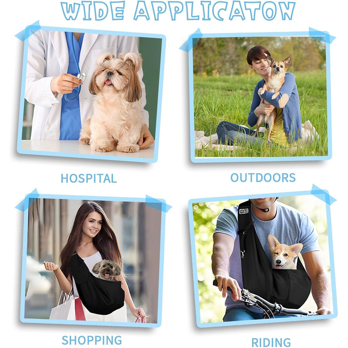 Сумка-переноска для домашніх тварин, регульована переноска для собак, реверсивна переноска для маленьких собак до 7 кг, переноска для собак, переноска для собак для прогулянок та активностей на відкритому повітрі (чорний)