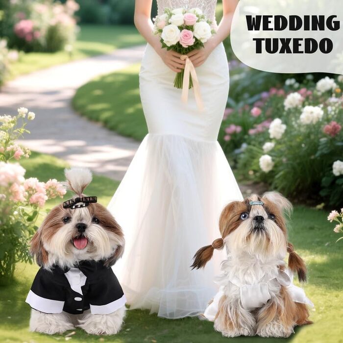 Smoking для собак Norbi, розмір M, червоний, комплект з краваткою для урочистих заходів