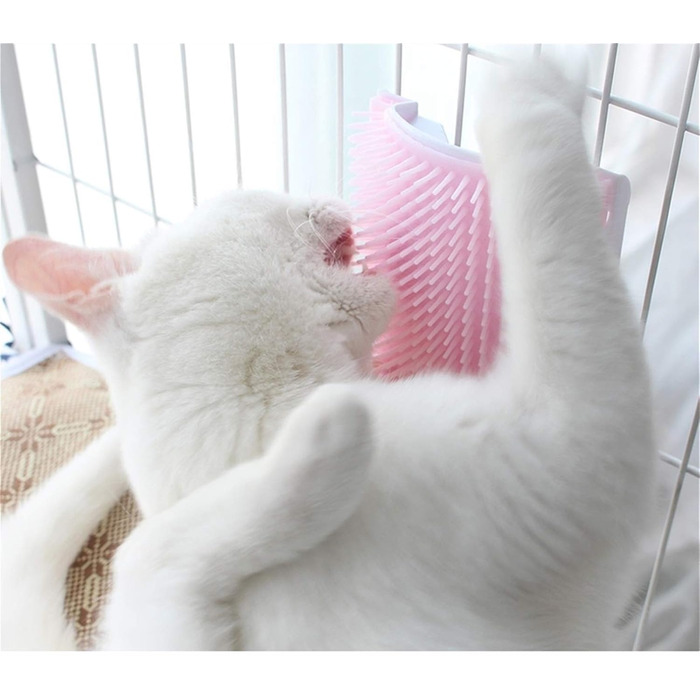 Щітка для котів, щітка для котячого клітки, самостійна щітка для догляду за котами, ідеальна для довгошерстих та короткошерстих котів, приємна для догляду, щітка-масажер для краси (колір: рожевий)