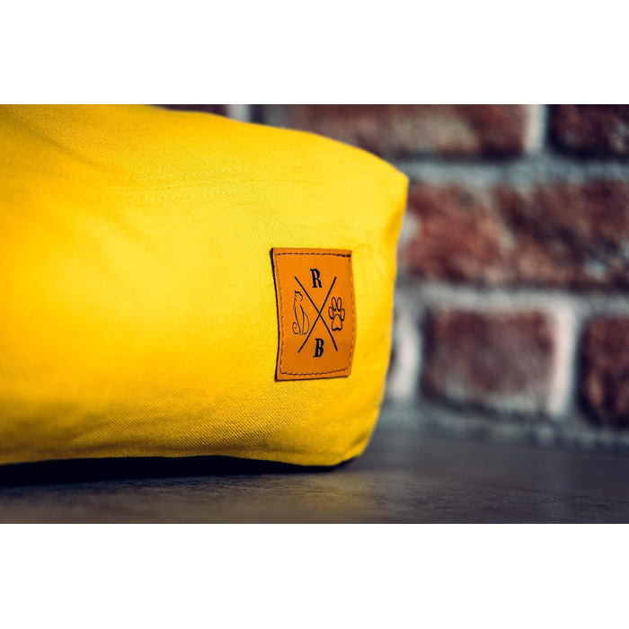 Ортопедичне ліжко для собак Roth & Bock з м'якої піни, сертифіковане Oeko-Tex Standard 100, покриття з водонепроникного канвасу, жовте, розмір S