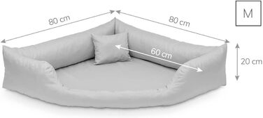 Ортопедичне собаче ліжко Juelle Dakota M, 80x80x20 см, сірий графіт - знімний чохол, машинне прання