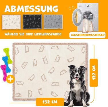 Водонепроникний плед для собак, флісова ковдра для тварин, ковдра для котів + 3 іграшки для жування, для середніх та великих собак, котів, 152 x 127 см, XL, ручне прання, двосторонній чохол для дивану, захисний, Бежевий XL (152 x 127 см)