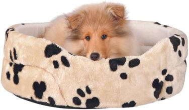 Крісло-лежанка для собак TRIXIE Joey, 50x43 см, бежеве - м'яке місце для сну з милим дизайном лапок - кошик для собак, неслизьке, 37002