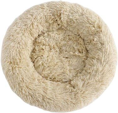 Розкішне собаче ліжко з піднятим бортиком, подушка для домашніх тварин знімним чохлом, миється, для собак маленьких, середніх та великих порід, розмір L, (S-50см, бежевий)